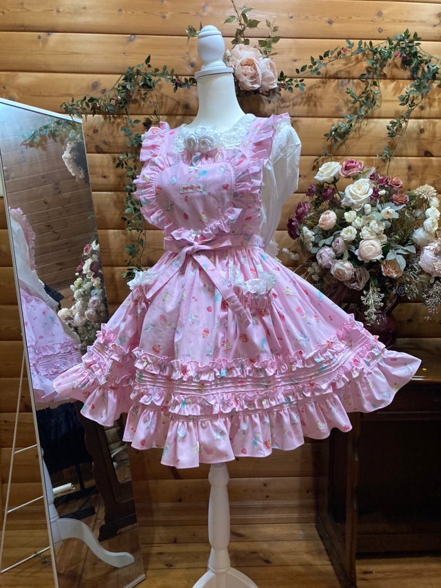 モモコハウス　ハートフリルエプロンミニ丈 モモコハウス momokohouse ハートエプロン ミニ ハート#フル