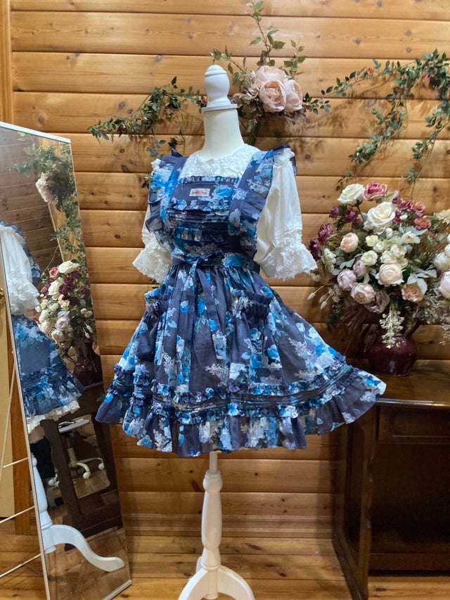 モモコハウス 水色 定番フリルエプロン ミニ丈 モモコハウス 水色 定番フリルエプロン ミニ丈 モモコハウス