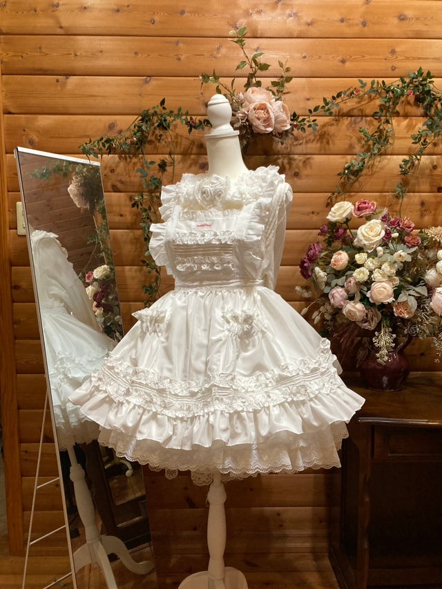 モモコハウス 定番フリルエプロン ミニ W幅 ホワイト MOMOKOHOUSE モモコハウス 定番フリルエプロン ミニ W幅 ホワイト MOMOKOHOUSE