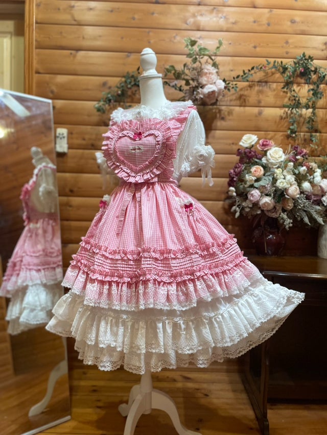 モモコハウス いちご柄 エプロン&スカートセット モモコハウス エプロン ホワイト モモコハウス フリルエプロン 白